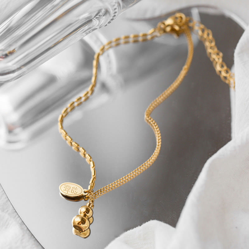 Buddha Stones Or 18k Lucky Bracelet de cheville Buckle Wealth en forme de gourde