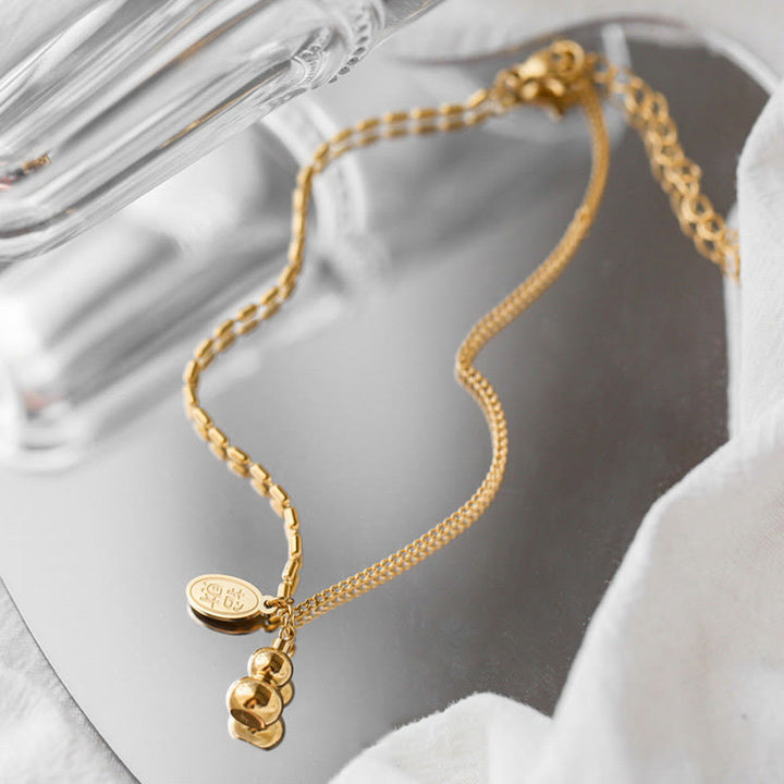 Buddha Stones Or 18k Lucky Bracelet de cheville Buckle Wealth en forme de gourde
