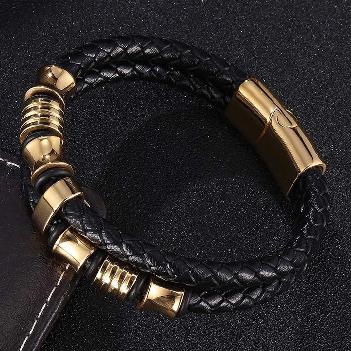 Bracelet porte-bonheur en cuir tressé à plusieurs couches avec Buddha Stones