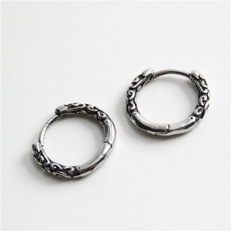Boucles d'oreilles créoles celtiques vikings Buddha Stones en acier titane