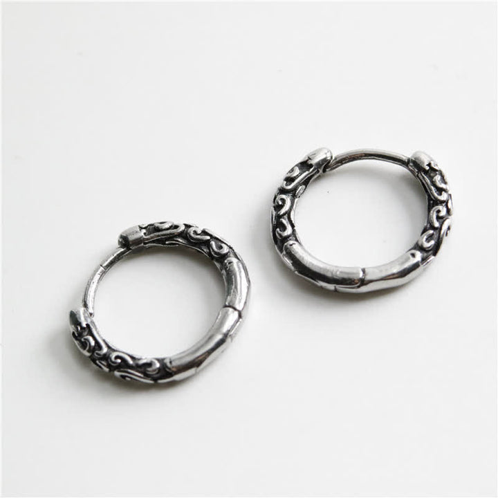 Boucles d'oreilles créoles celtiques vikings Buddha Stones en acier titane