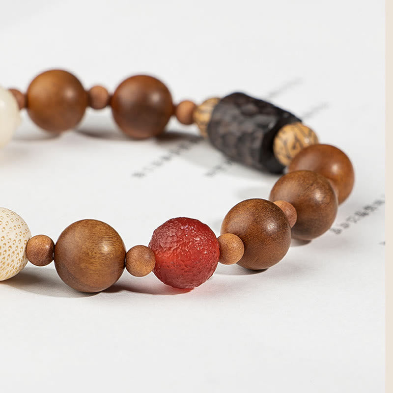 Bracelet à pompon en bois avec Buddha Stones et foudre, graine de Bodhi, patte de chat, griffe, protection de bon augure - image 5