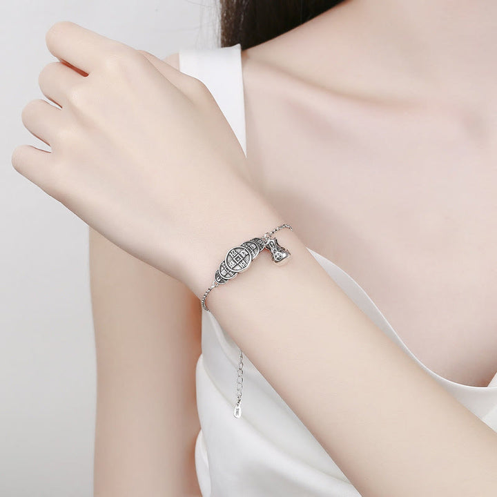 Bracelet de richesse en forme de sac d'argent en cuivre Buddha Stones