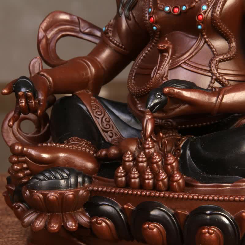 Figurine Bodhisattva Jambhala jaune Statue de compassion en cuivre Décoration de bureau à domicile