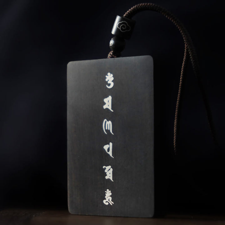 Collier pendentif de protection incrusté de Buddha Stones en argent sterling 999 avec petite feuille de bois de santal rouge et bois d'ébène Om Mani Padme Hum - image 17