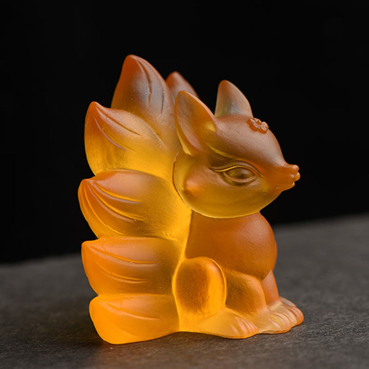 Buddha Stones Petit renard à neuf queues Succès Force Figurine Décoration de la maison