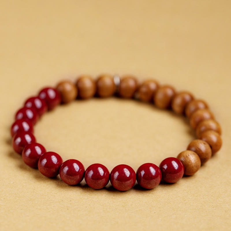 Bracelet Buddha Stones en argent sterling 925 et bois de pêche et cinabre pour éloigner les mauvais esprits - image 6