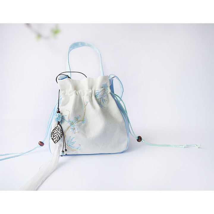 Sac à main en toile brodé à la main avec Buddha Stones et fleurs