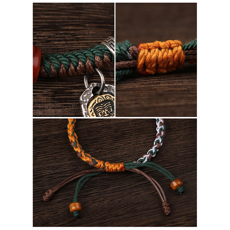 Bracelet tressé en os de chameau fait main en argent tibétain 925 avec pierres de Buddha Stones , déesse de la richesse, Zakiram