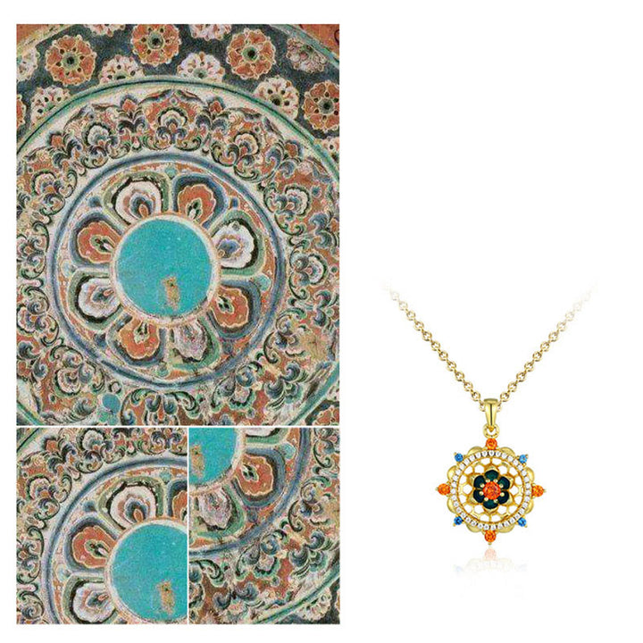 Collier pendentif en argent sterling 925 Buddha Stones et fleur de lotus en zircon coloré pour nouveau départ