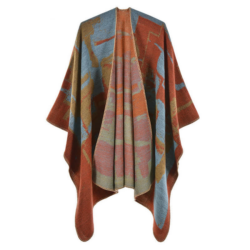 Écharpe châle orange tibétain chaud
