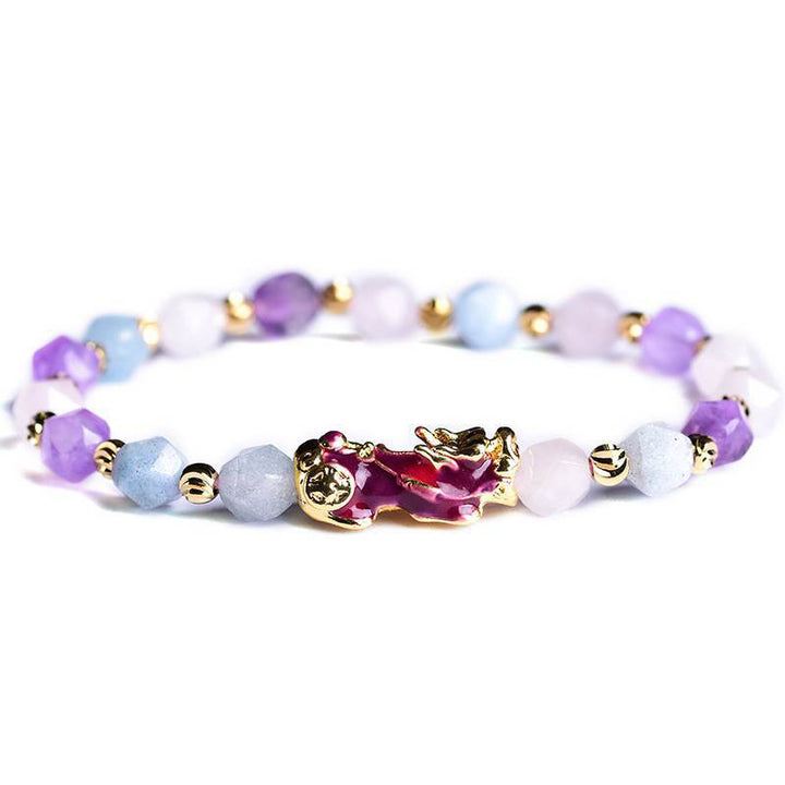 Bracelet porte-bonheur Pixiu en améthyste naturelle
