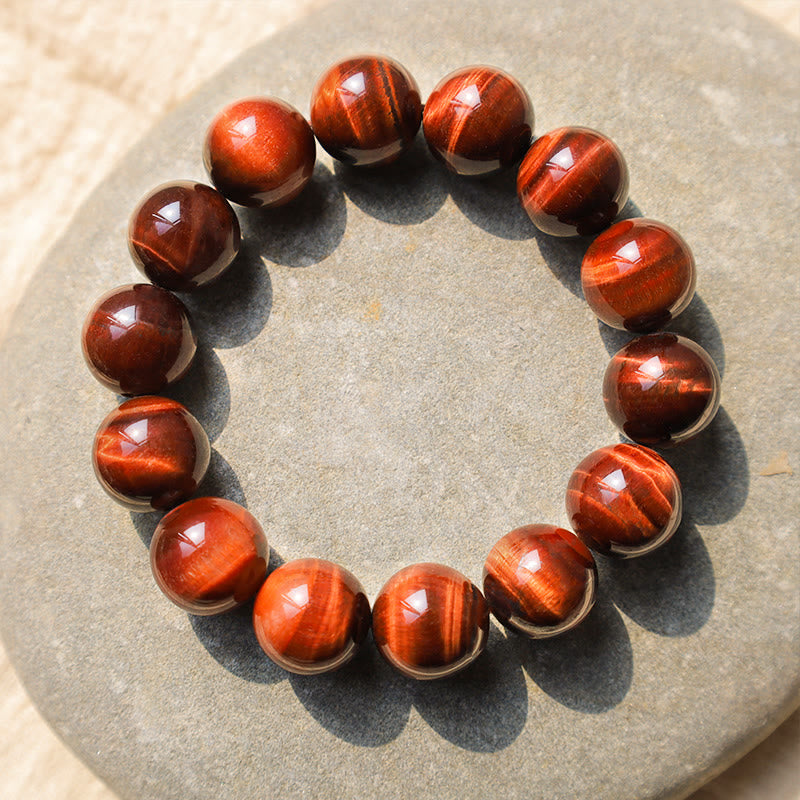 Bracelet de perles de guérison en œil de tigre naturel Buddha Stones - 14 mm - image 0