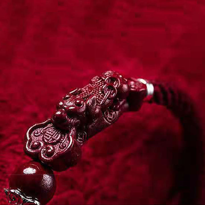 Bracelet tressé PiXiu Cinabre Fait Main par Buddha Stones
