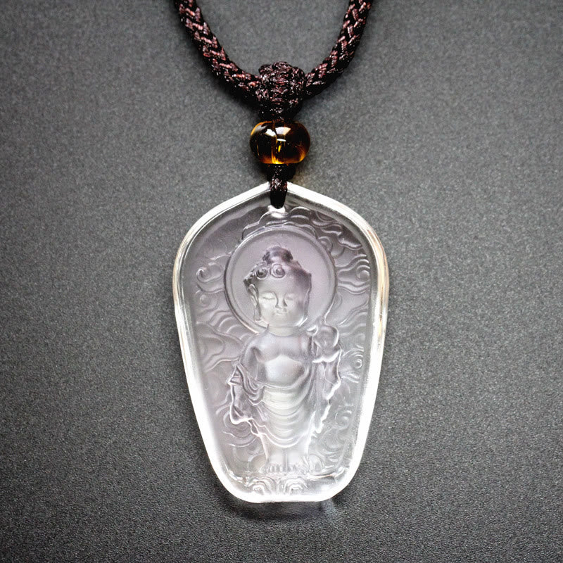 Collier avec pendentif en cristal de sérénité Bouddha Buddha Stones Liuli - Bouddha blanc - image 3