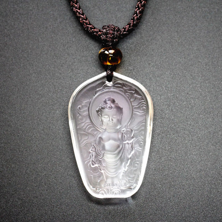 Collier avec pendentif en cristal de sérénité Bouddha Buddha Stones Liuli - Bouddha blanc - image 3