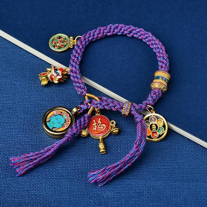 Bracelet tressé porte-bonheur Thangka Tibétain Tara Zakiram Déesse de la richesse