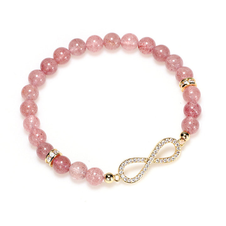 Bracelet de guérison positive en quartz fraise naturel Buddha Stones