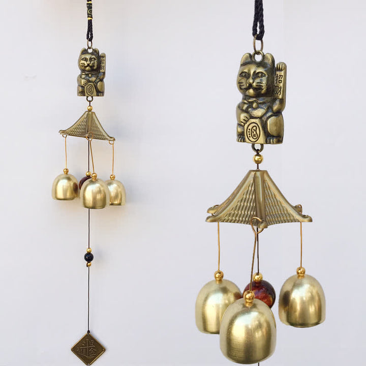 Cloche de carillon murale en cuivre pour chat porte-bonheur, décoration d'intérieur faite à la main - 43 cm - image 0