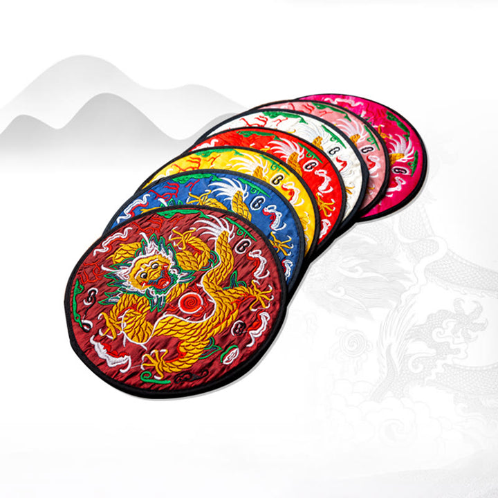Dessous de verre brodé Buddha Stones Dragon pour tasse à thé, dessous de verre pour tasse à thé Kung Fu