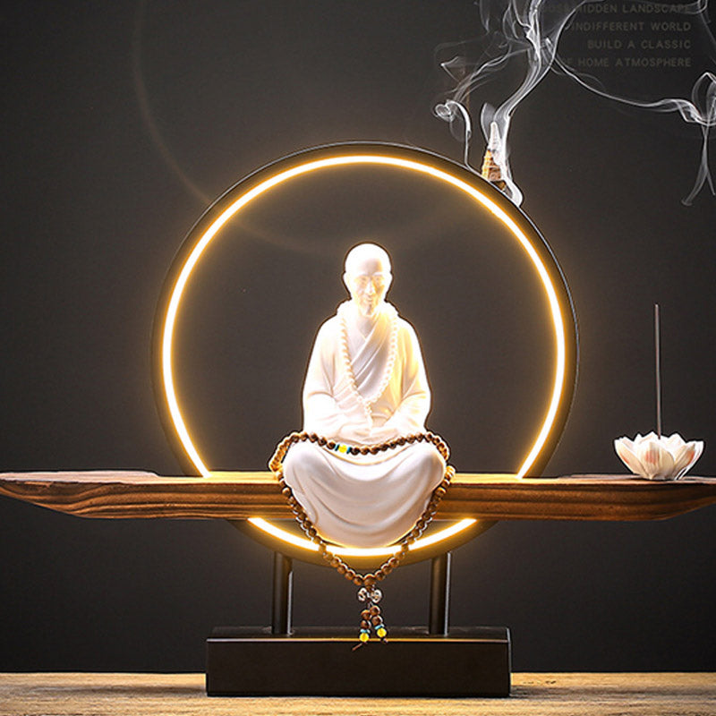 Buddha Stones Bouddha Avalokitesvara Céramique Lotus Relaxation Brûleur d'encens Décoration