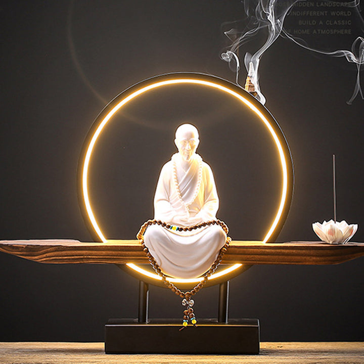 Buddha Stones Bouddha Avalokitesvara Céramique Lotus Relaxation Brûleur d'encens Décoration
