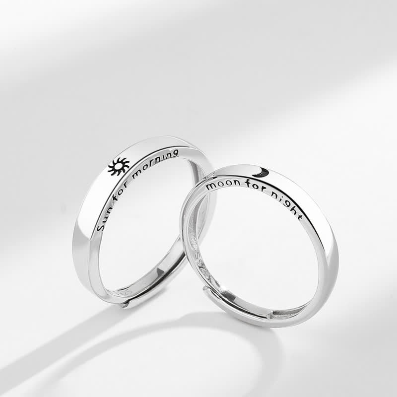 Bague de couple réglable en argent sterling 925 Buddha Stones et protection du soleil et de la lune - image 0