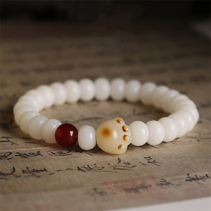 Bracelet porte-bonheur en forme de patte de chat avec graines de Bodhi naturelles et Buddha Stones - image 1
