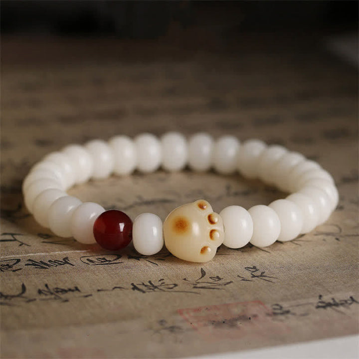 Bracelet porte-bonheur en forme de patte de chat avec graines de Bodhi naturelles et Buddha Stones - image 1