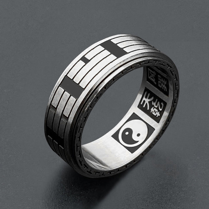 Buddha Stones Bagua Yin Yang titane acier Balance anneau rotatif