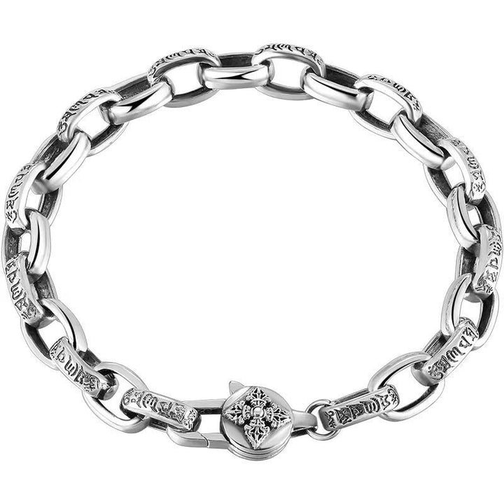 Bracelet de sagesse gravé en cuivre double Dorje Buddha Stones Om Mani Padme Hum