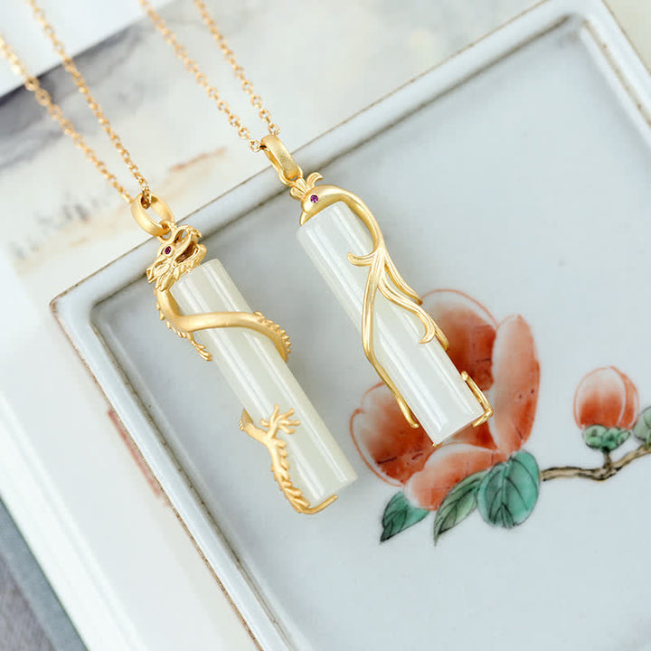 Collier pendentif protection cuivre dragon phénix jade Buddha Stones - image 2