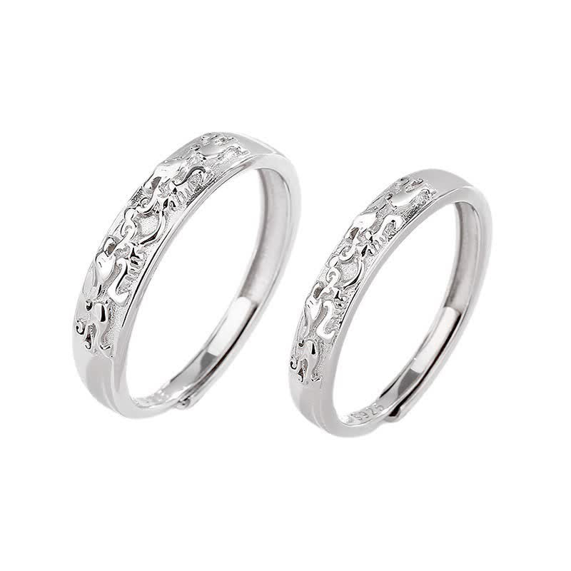 Bague de couple réglable en argent sterling 925 Buddha Stones PiXiu Balance
