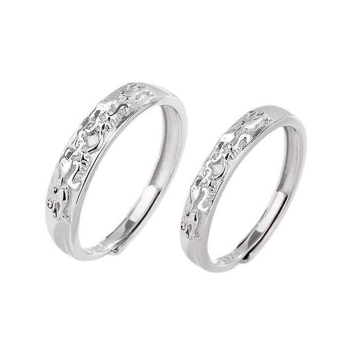 Bague de couple réglable en argent sterling 925 Buddha Stones PiXiu Balance