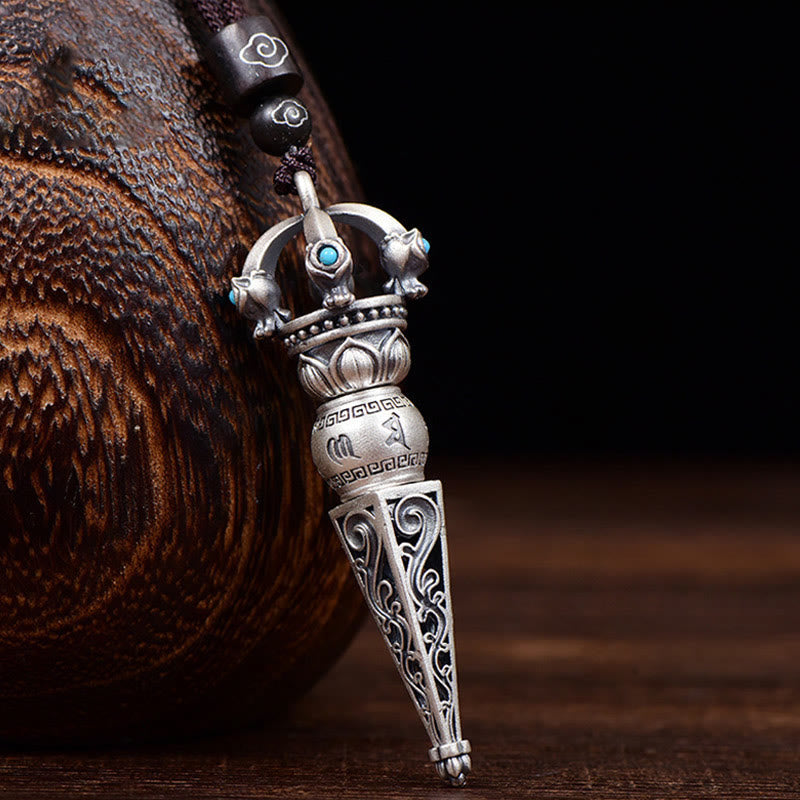 Collier pendentif rotatif en Buddha Stones tibétain Om Mani Padme Hum Dorje Vajra Design Sagesse - Conception de Dorje Vajra - image 1