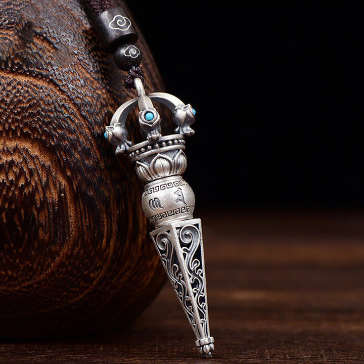 Collier pendentif rotatif en Buddha Stones tibétain Om Mani Padme Hum Dorje Vajra Design Sagesse - Conception de Dorje Vajra - image 1