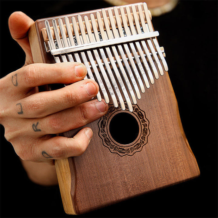 Piano à pouce Kalimba 17 touches Buddha Stones en bois d'acajou, acacia, noyer, piano à doigts portable