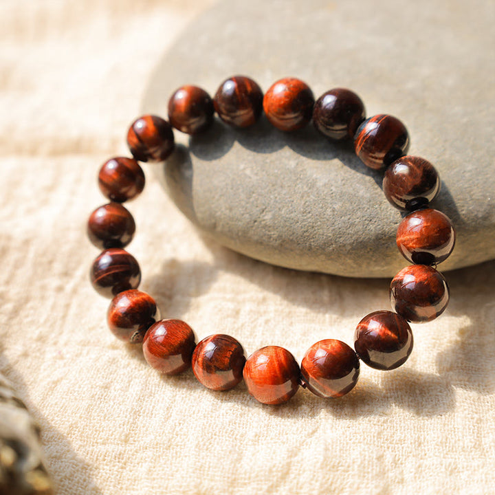 Bracelet de perles de guérison en œil de tigre naturel Buddha Stones - 10 mm - image 4