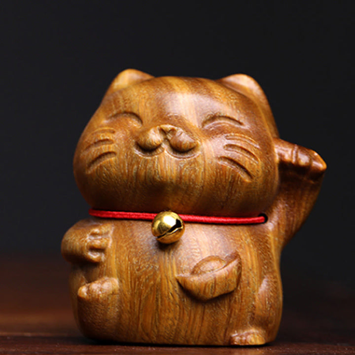 Buddha Stones de Santal Vert Petit Mini Mignon Chat Porte-Bonheur Décorations de Paix - image 4