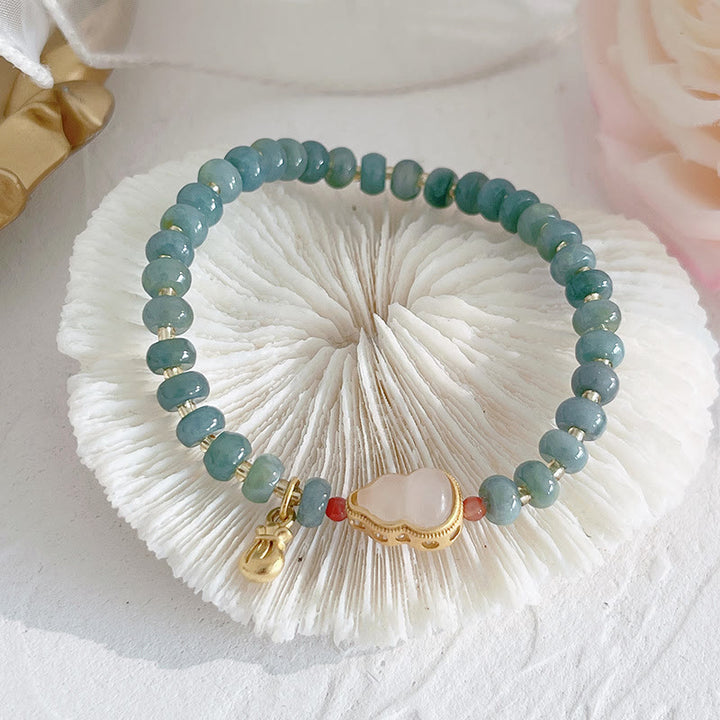 Buddha Stones Bracelet porte-bonheur PiXiu en jade naturel Hetian avec boucle de paix et personnage Fu