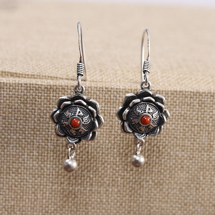 Collier pendentif et boucles d'oreilles en argent sterling 925 avec Buddha Stones Om Mani Padme Hum Lotus Peace - Boucles d'oreilles - image 4