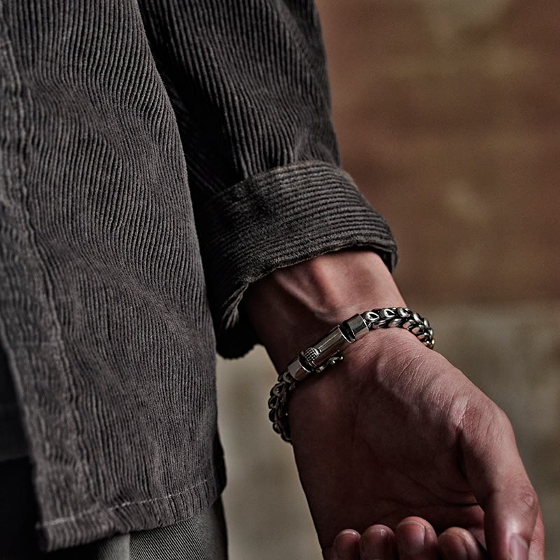 Bracelet de force et de succès à motif d'écailles de dragon rétro Buddha Stones