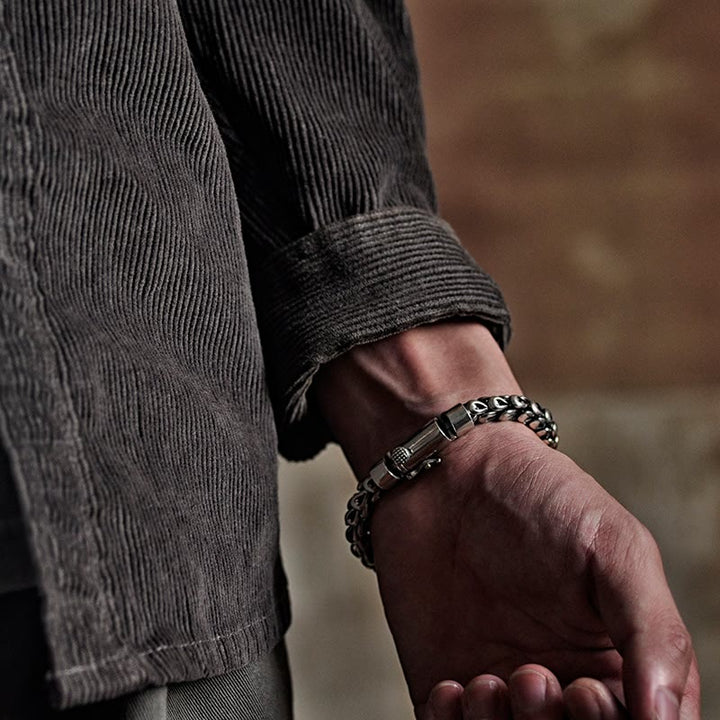 Bracelet de force et de succès à motif d'écailles de dragon rétro Buddha Stones