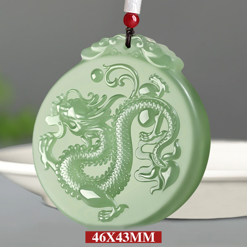 Collier porte-bonheur en jade avec pendentif en forme de dragon et Buddha Stones - image 6