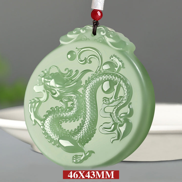 Collier porte-bonheur en jade avec pendentif en forme de dragon et Buddha Stones - image 6