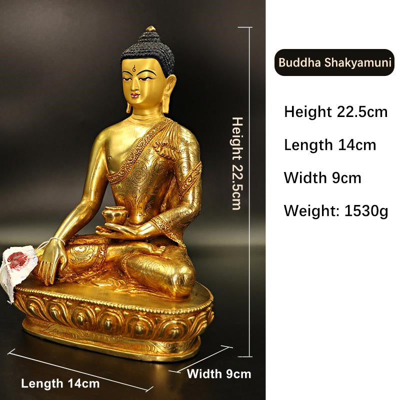 Statue de Bouddha Shakyamuni en cuivre plaqué or pour décoration de la médecine et de la compassion