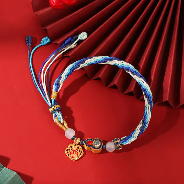 Bracelet en argent sterling 925 fait à la main avec cordon de bénédiction et nœud de réincarnation