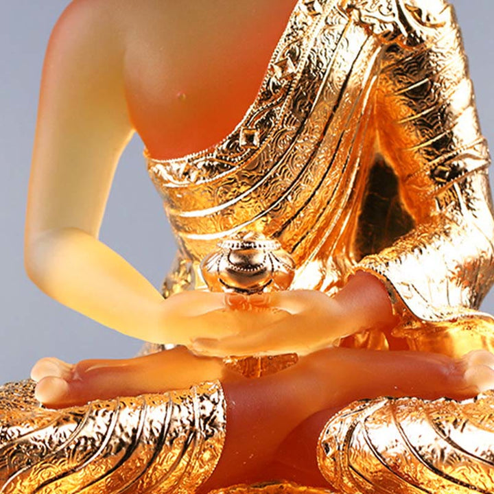 Buddha Stones Figurine de Bouddha faite à la main Pièce d'art Liuli Statue de sérénité Décoration d'offrande pour la maison