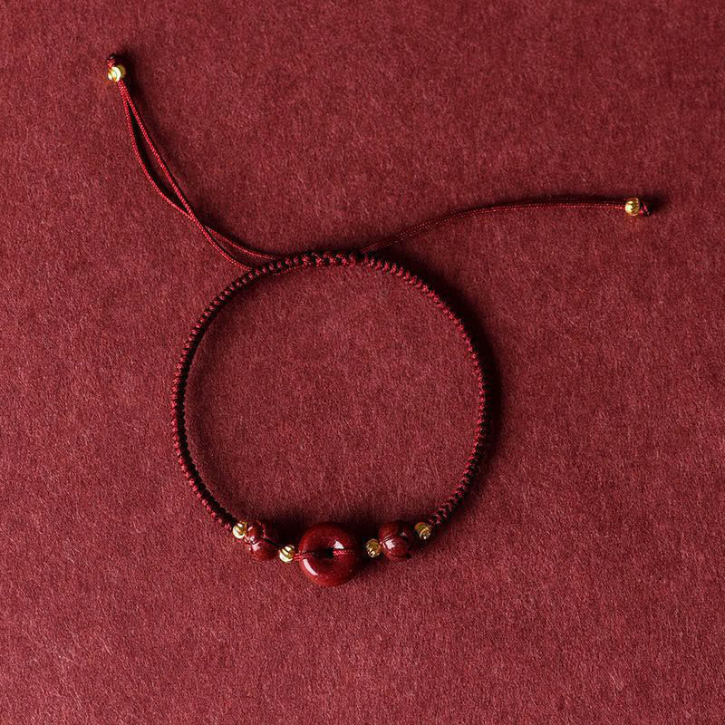 Bracelet tressé avec boucle de paix et bénédiction en Buddha Stones fait à la main en cinabre et lotus - image 7