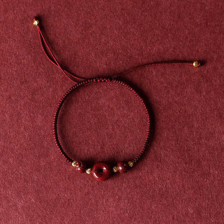 Bracelet tressé avec boucle de paix et bénédiction en Buddha Stones fait à la main en cinabre et lotus - image 7
